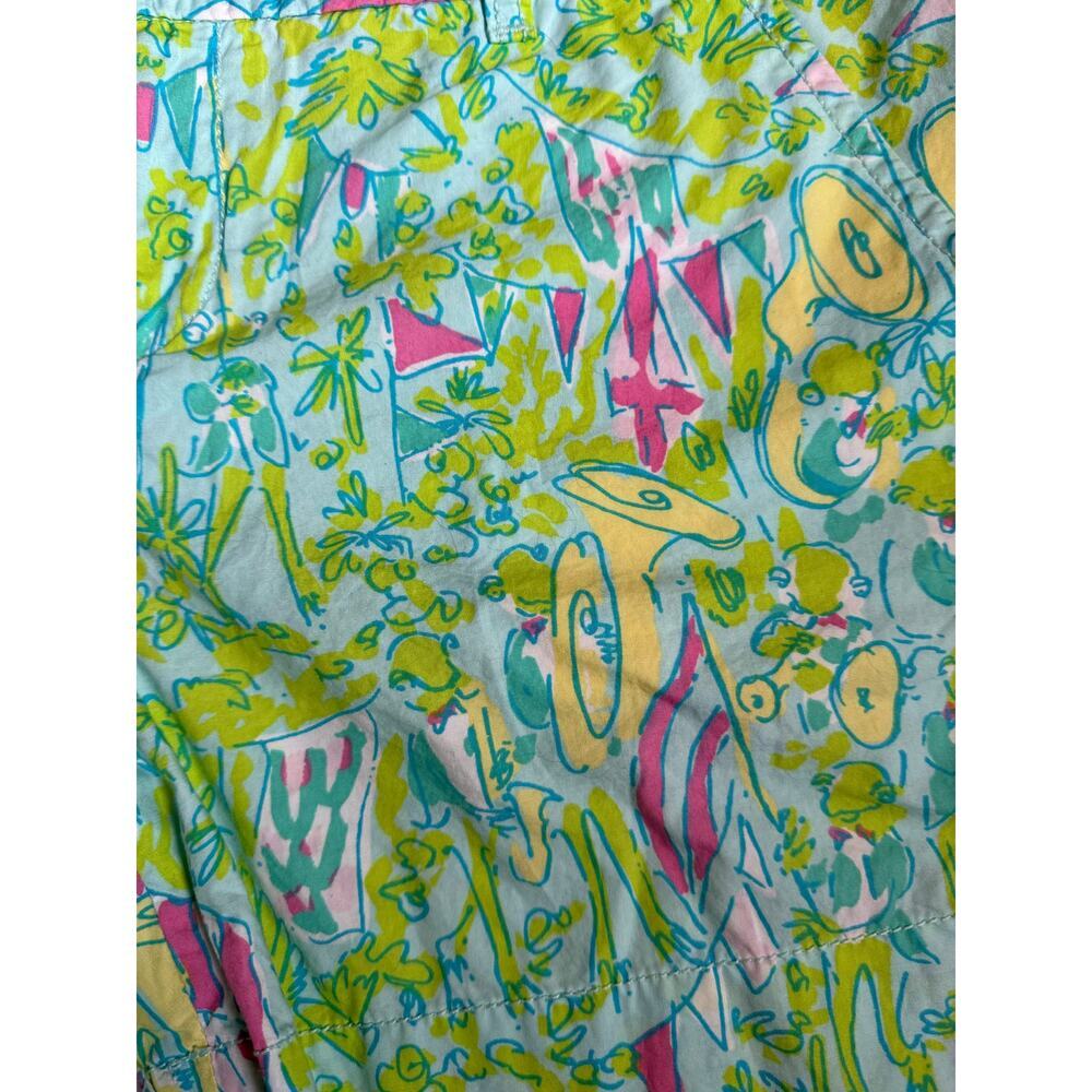 Lilly Pulitzer Green Pink Bermuda Cotton Shorts Sz 8 Bright Colorful - Picture 3 of 6